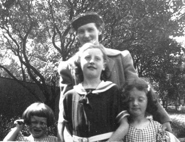 399: Mary (Ryan) Carroll, with children l-r Margy Doyle, Mary Carroll, Noreen Doyle. (circa 1937) [courtesy of  Della (Norman) O'Leary]  - Mary daughter of David Ryan &amp;amp; Isabella Webber, married John Carroll;  Margy and Noreen Doyle daughters of William Doyle &amp;amp; Mary Norman;  young Mary daughter of John Carroll &amp;amp; Agnes Rose, Mary's stepdaughter